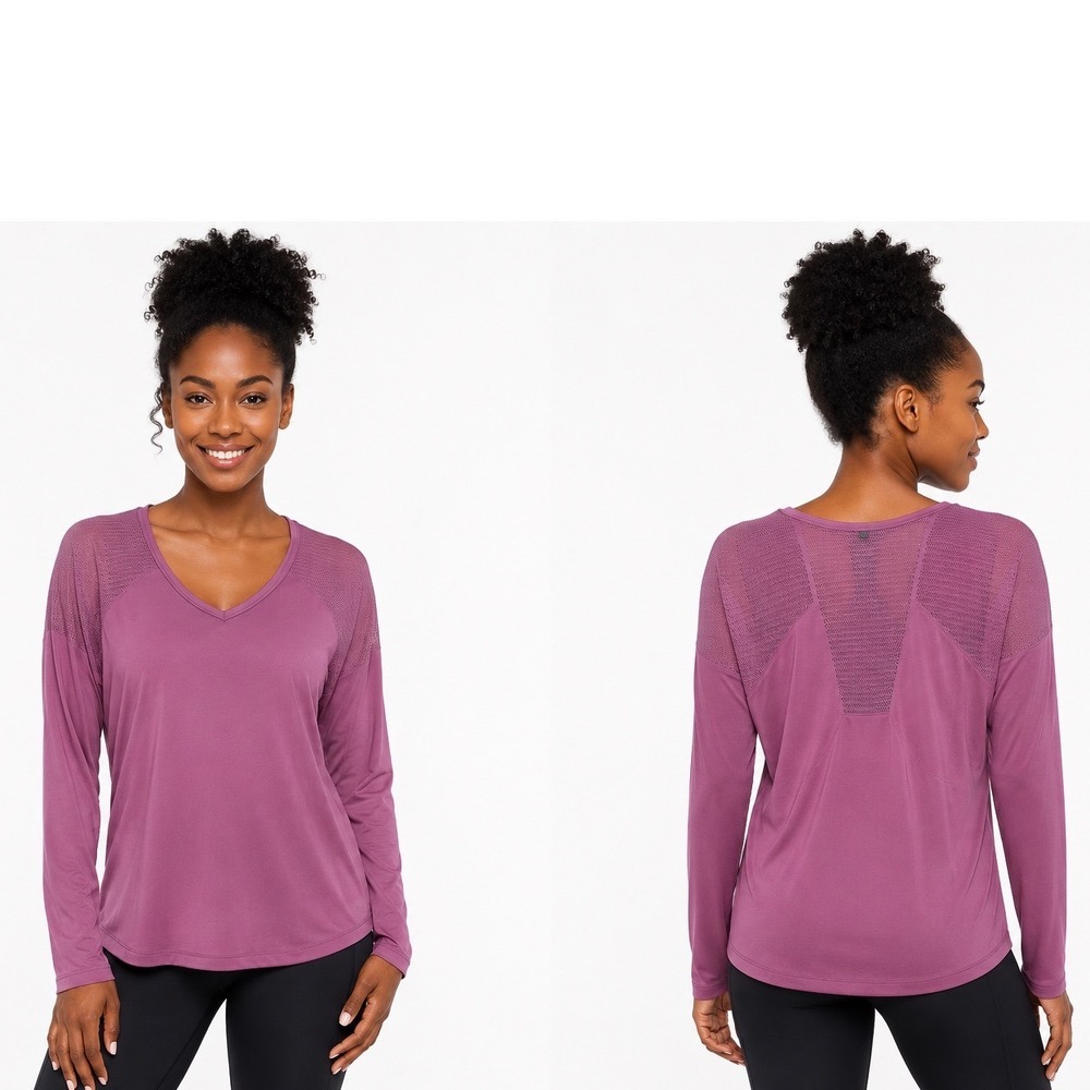 Nike Dri-FIT Purple Mesh Back Long Sleeve Training Top M Activewear Chic 104-26‎